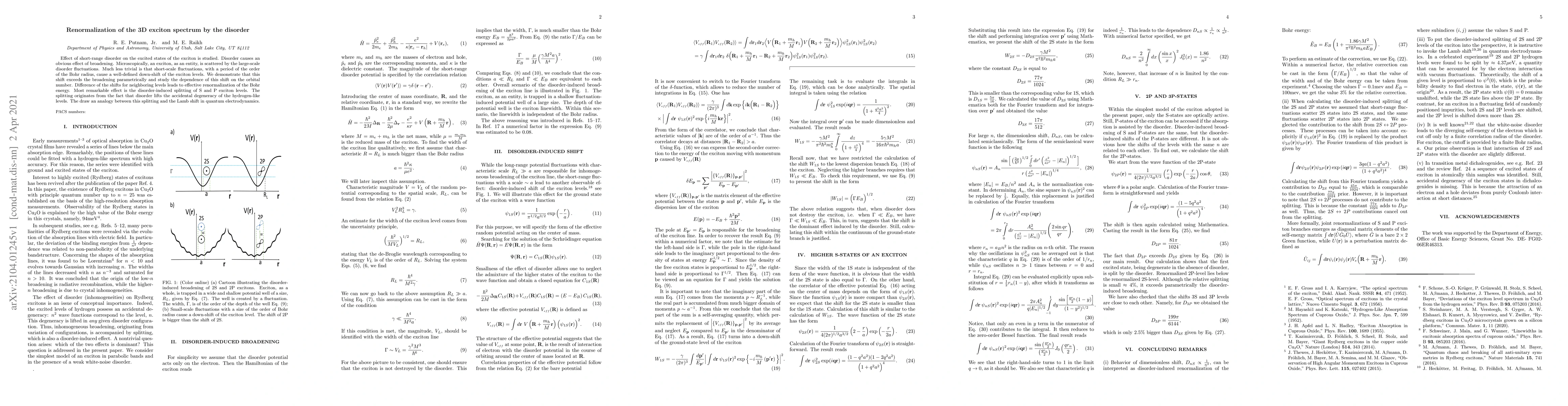 Thumbnail for Renormalization of the 3D exciton spectrum by the disorder