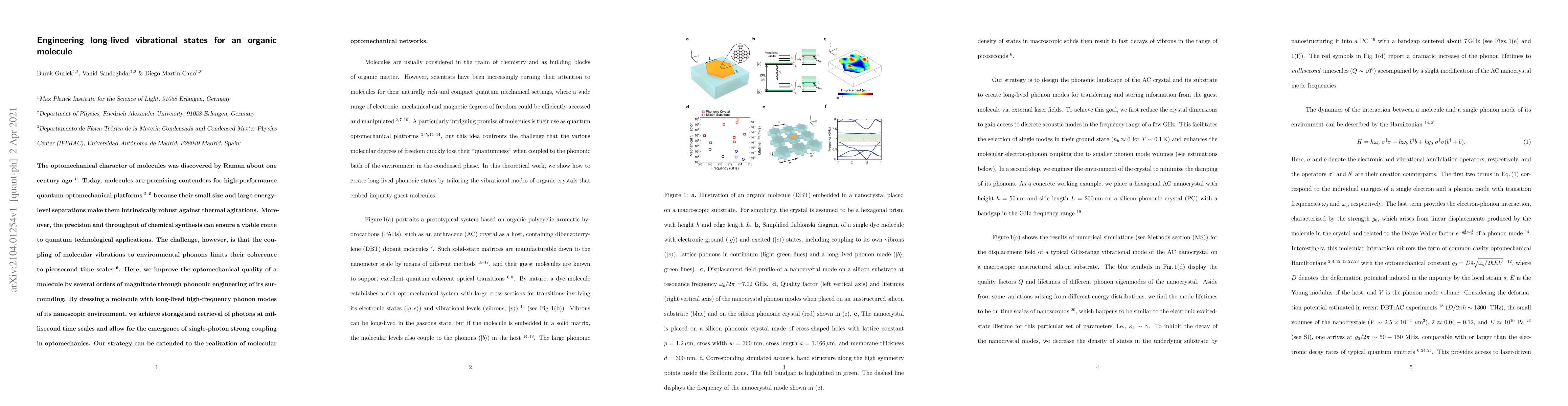 Thumbnail for Engineering long-lived vibrational states for an organic molecule