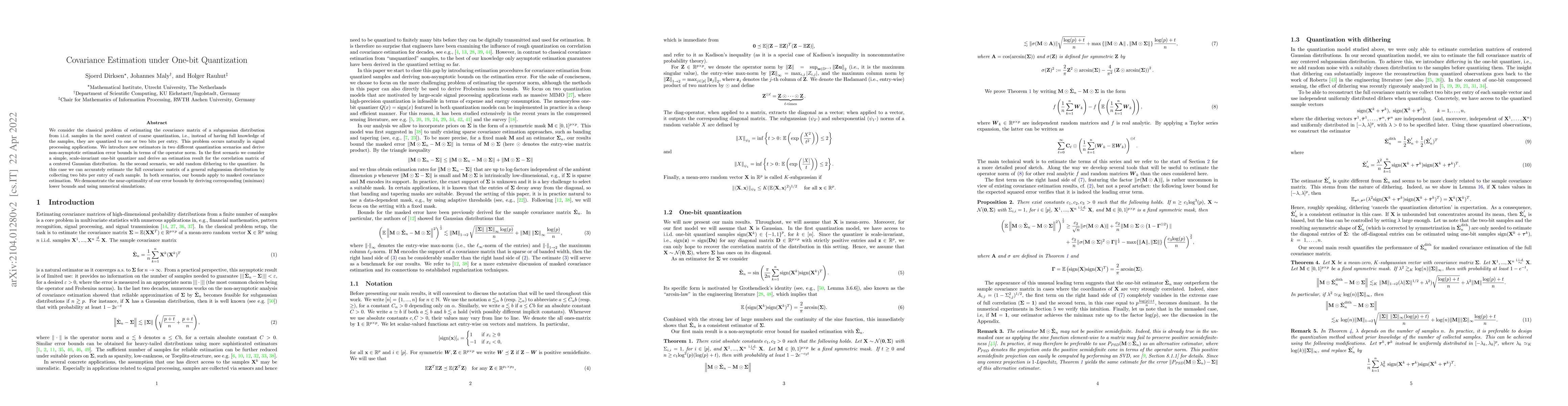Thumbnail for Covariance estimation under one-bit quantization