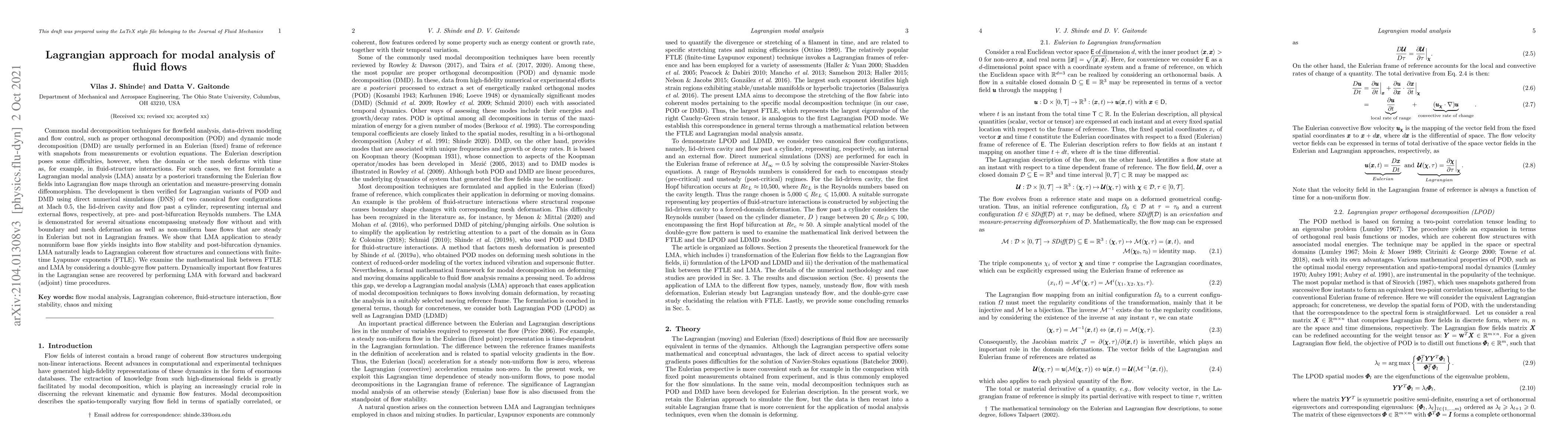Thumbnail for Lagrangian approach for modal analysis of fluid flows