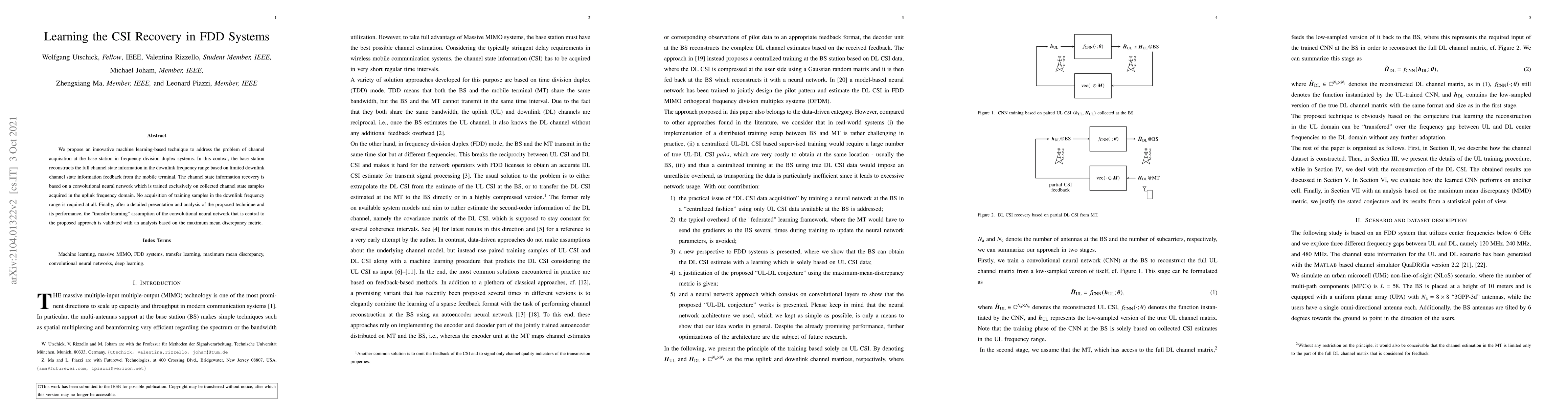 Thumbnail for Learning the CSI Recovery in FDD Systems