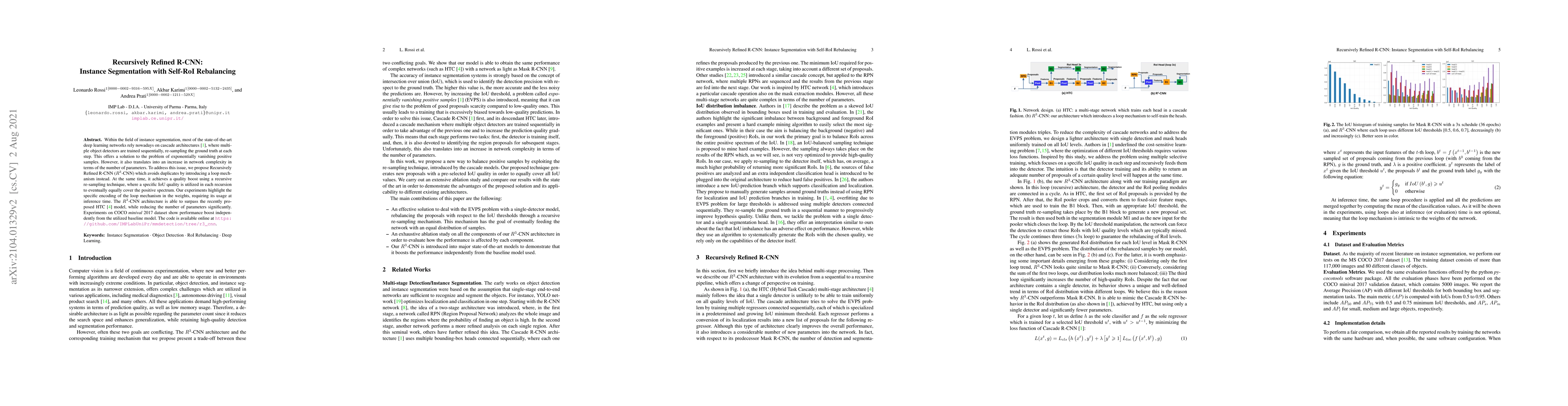 Thumbnail for Recursively Refined R-CNN: Instance Segmentation with Self-RoI
  Rebalancing