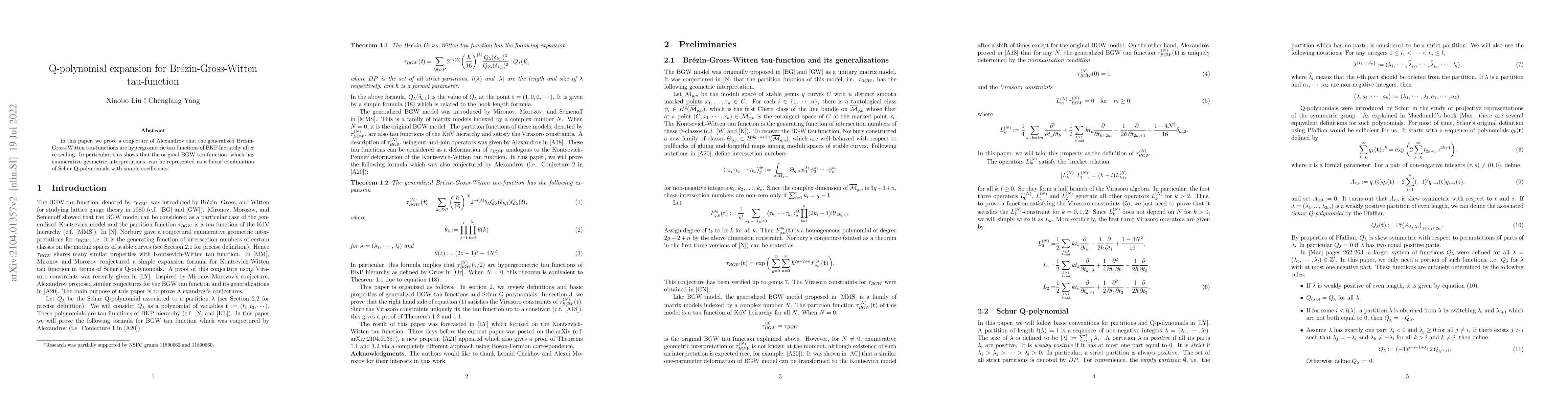 Thumbnail for Q-Polynomial expansion for Brezin-Gross-Witten tau-function