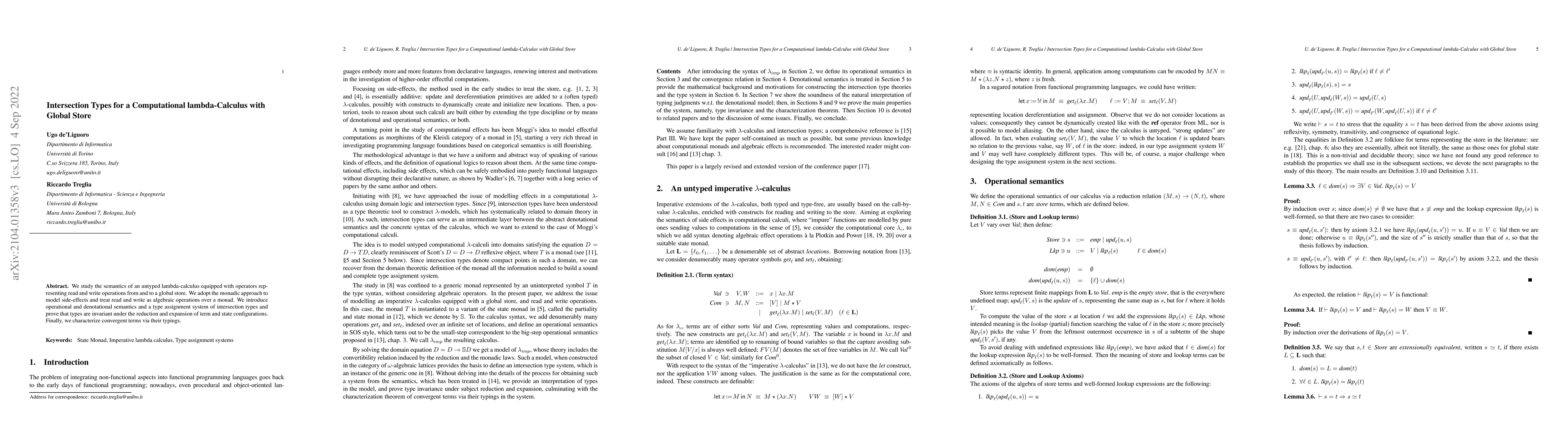 Thumbnail for Intersection Types for a Computational Lambda-Calculus with Global State