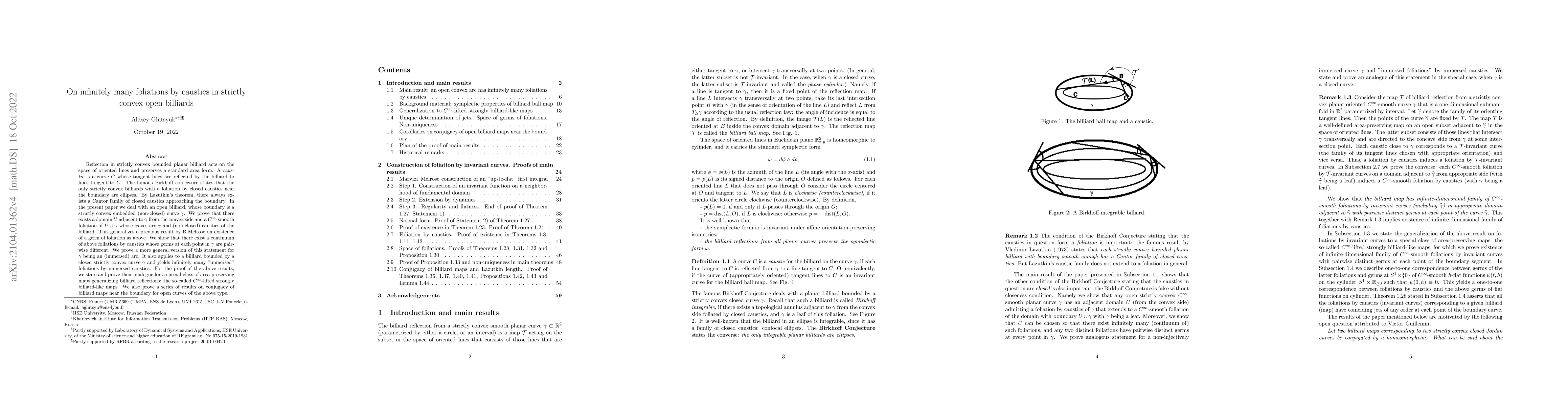 Thumbnail for On infinitely many foliations by caustics in strictly convex open
  billiards