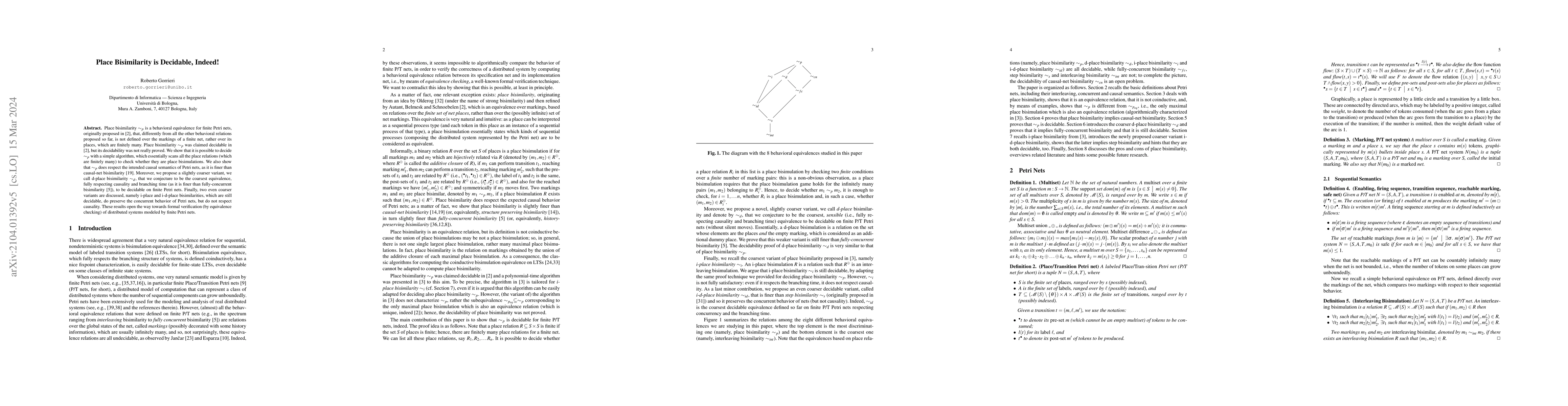 Thumbnail for Place Bisimilarity is Decidable, Indeed!
