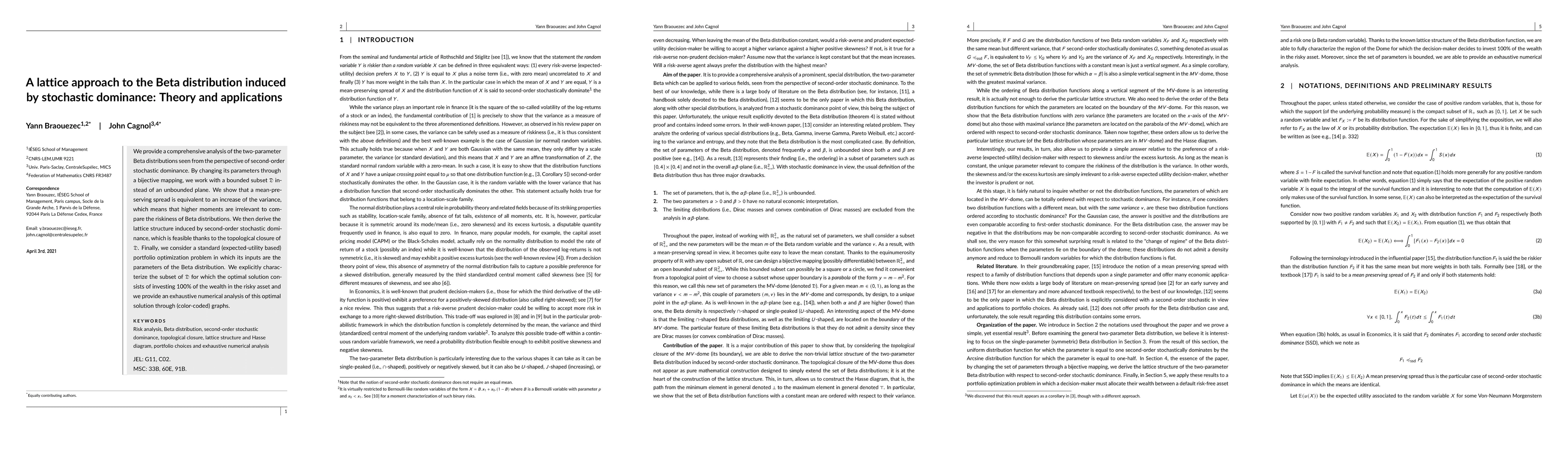 Thumbnail for A lattice approach to the Beta distribution induced by stochastic
  dominance: Theory and applications