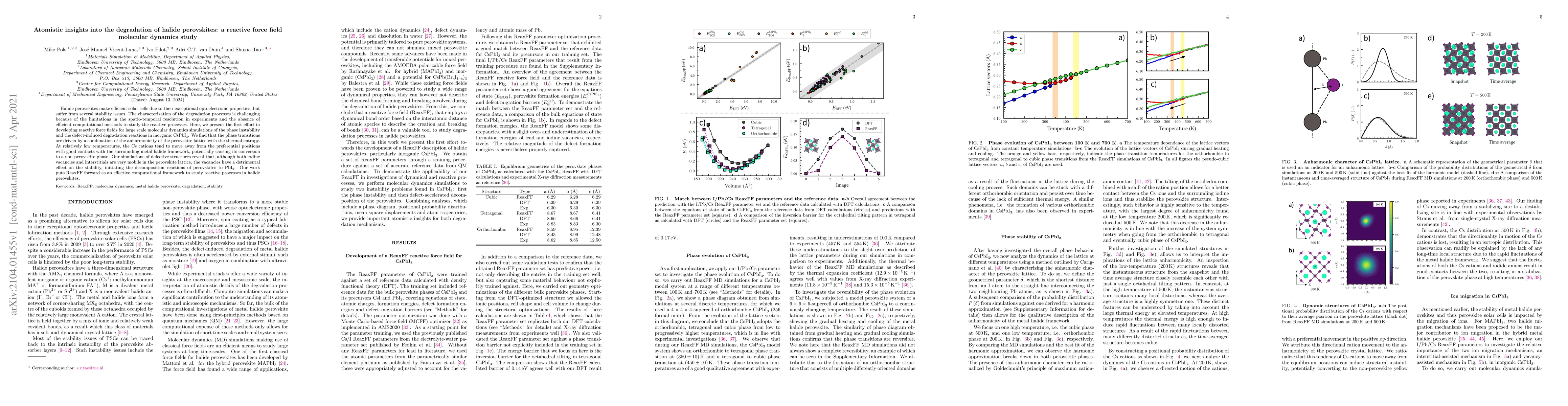 Thumbnail for Atomistic insights into the degradation of halide perovskites: a
  reactive force field molecular dynamics study