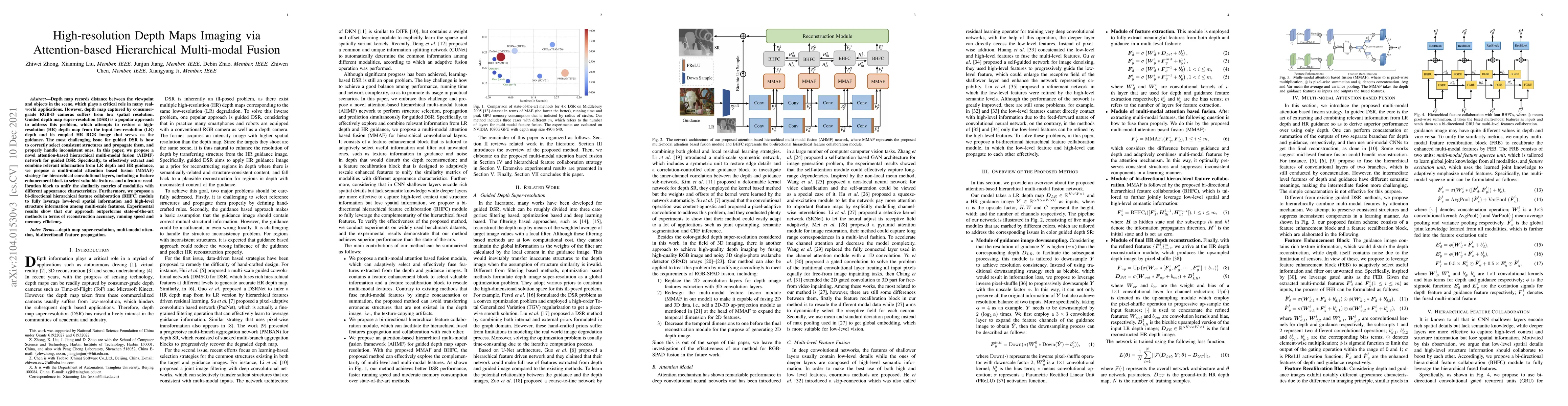 Thumbnail for High-resolution Depth Maps Imaging via Attention-based Hierarchical
  Multi-modal Fusion
