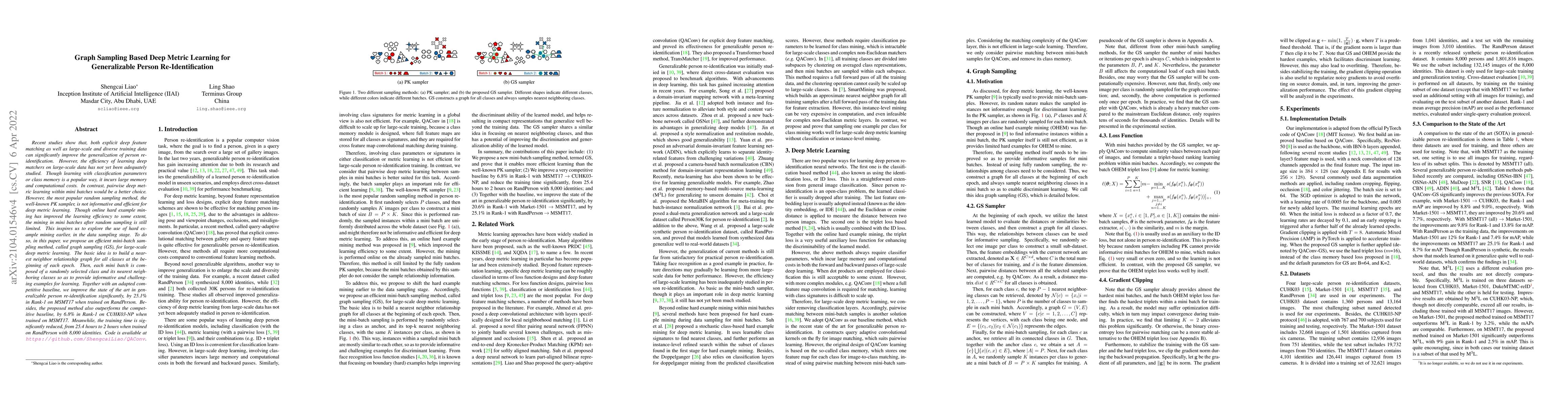 Thumbnail for Graph Sampling Based Deep Metric Learning for Generalizable Person
  Re-Identification