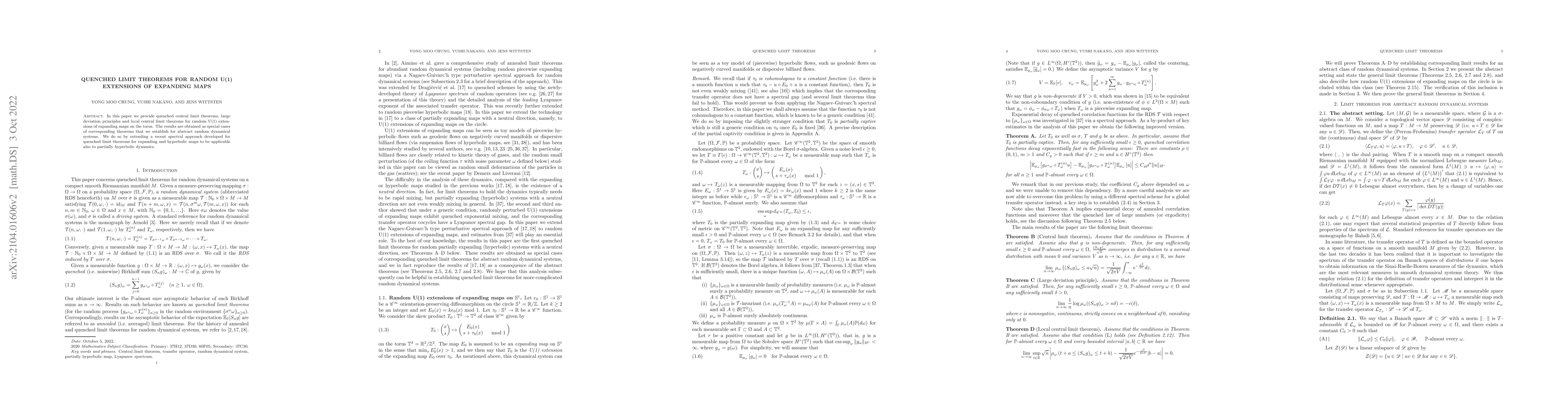 Thumbnail for Quenched limit theorems for random U(1) extensions of expanding maps