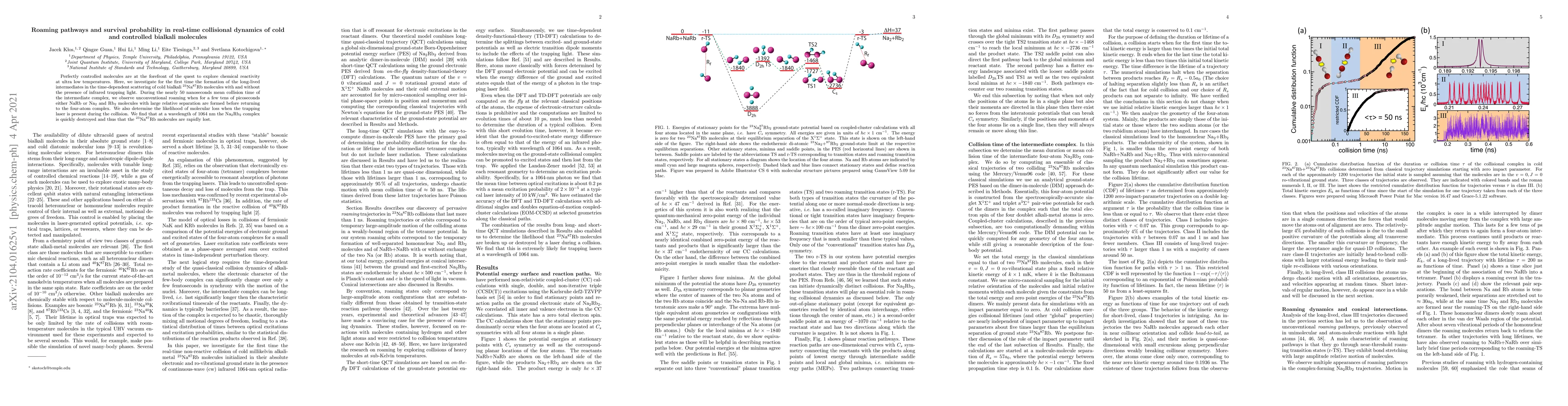 Thumbnail for Roaming pathways and survival probability in real-time collisional
  dynamics of cold and controlled bialkali molecules