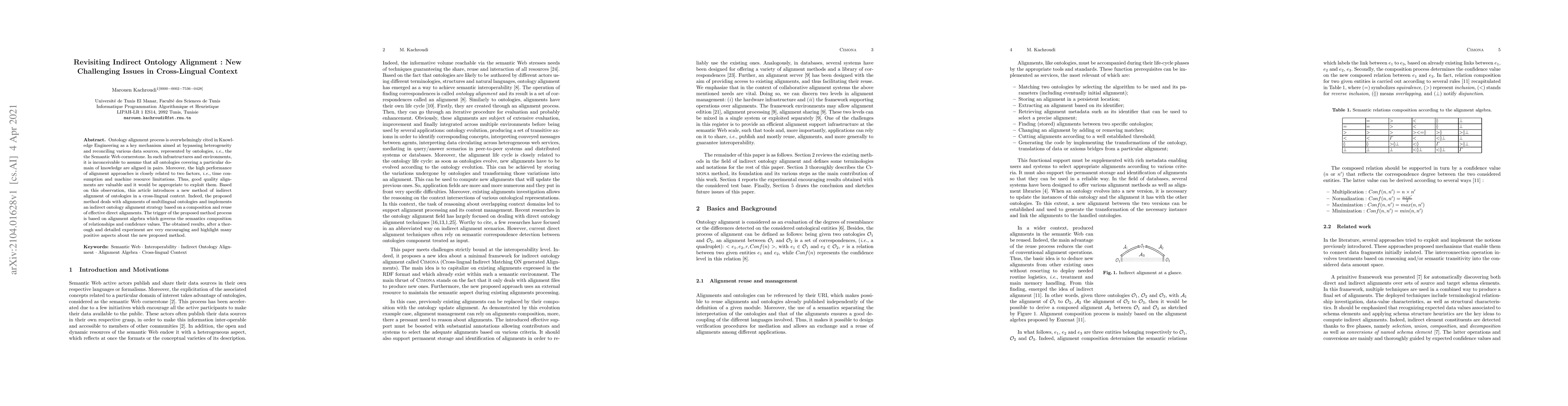 Thumbnail for Revisiting Indirect Ontology Alignment : New Challenging Issues in
  Cross-Lingual Context