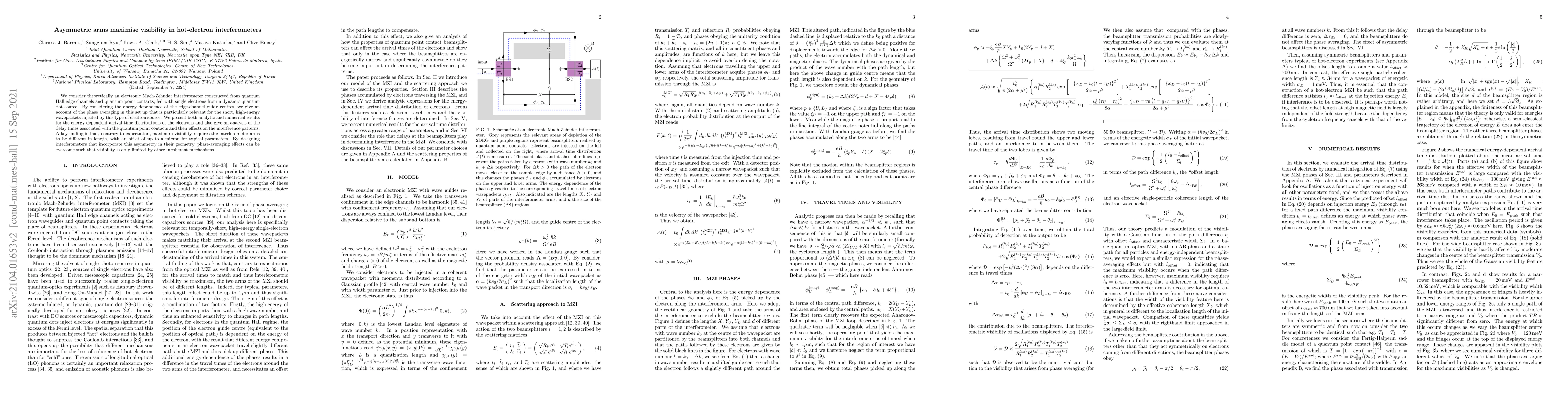 Thumbnail for Asymmetric arms maximise visibility in hot-electron interferometers