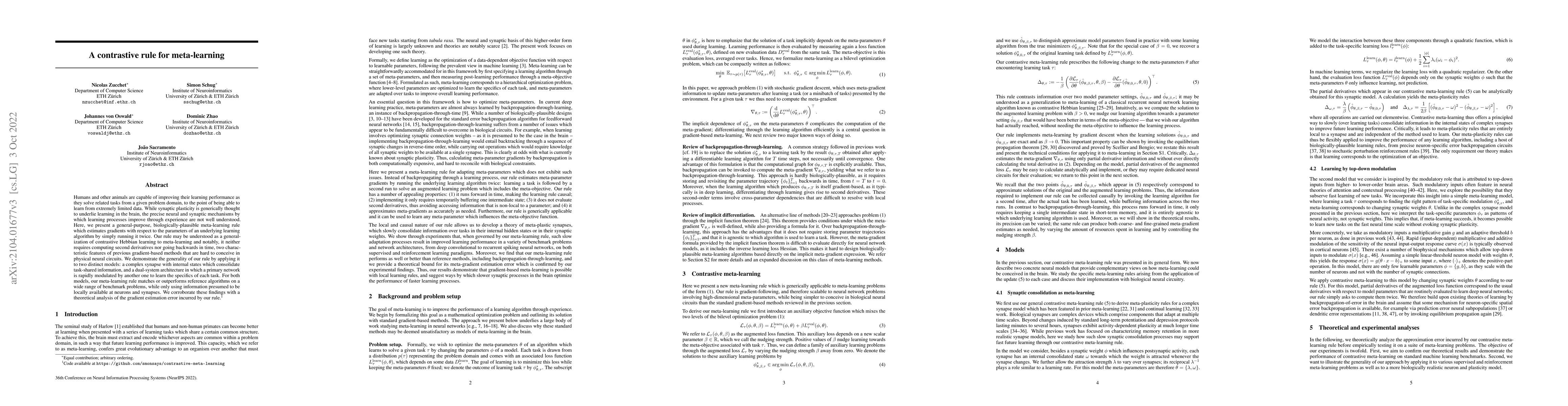 Thumbnail for A contrastive rule for meta-learning