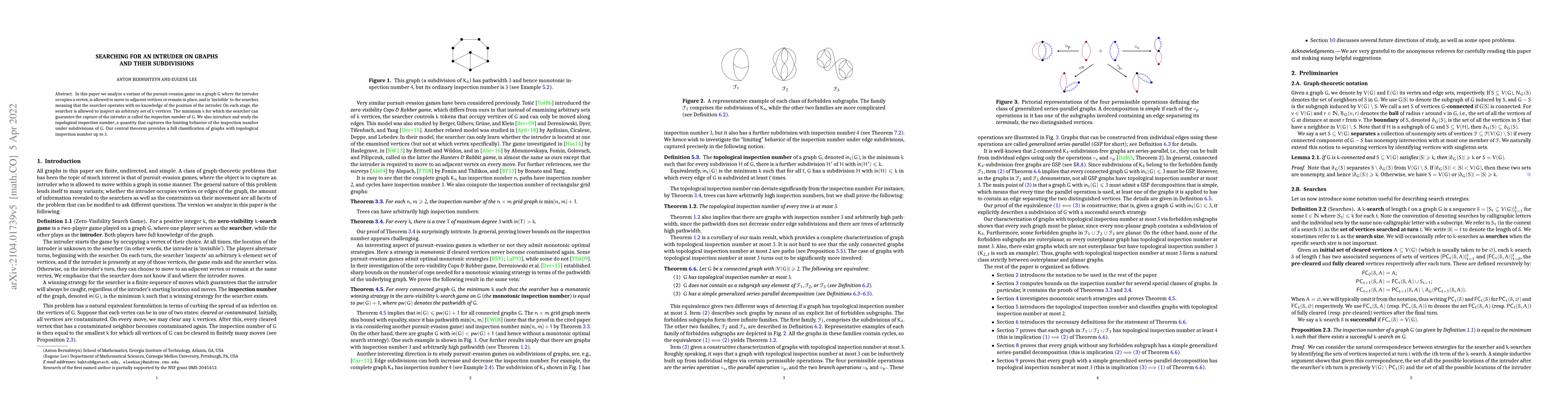 Thumbnail for Searching for an Intruder on Graphs and Their Subdivisions