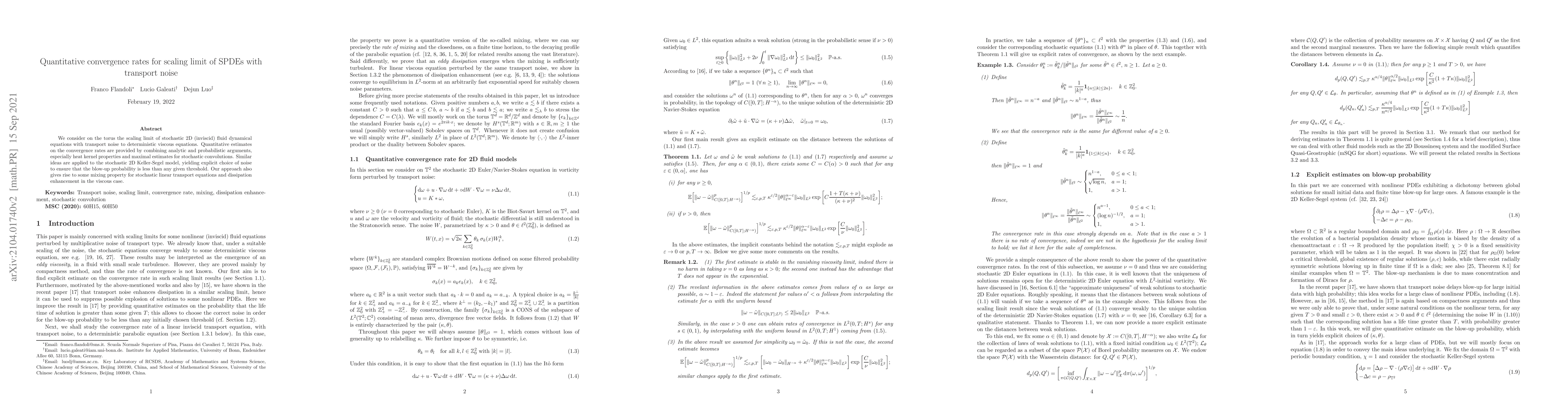 Thumbnail for Quantitative convergence rates for scaling limit of SPDEs with transport
  noise