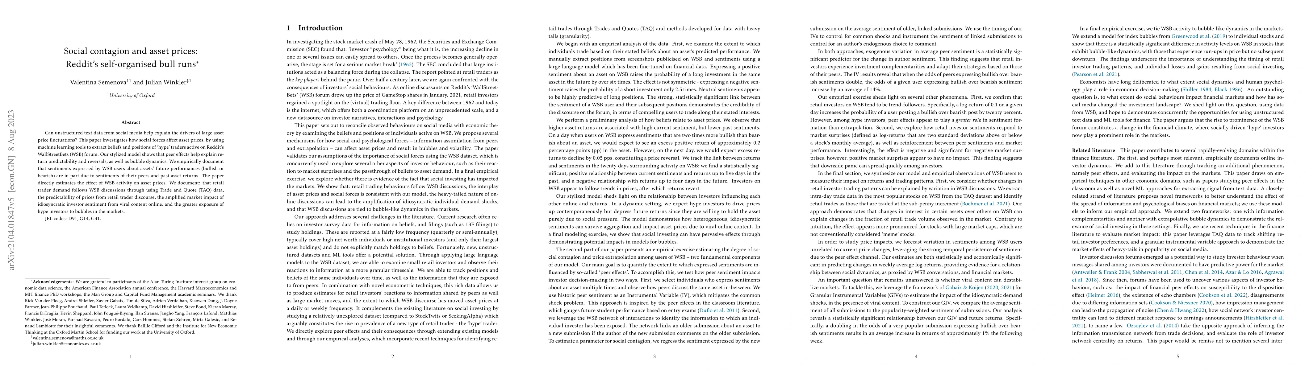 Thumbnail for Social contagion and asset prices: Reddit's self-organised bull runs