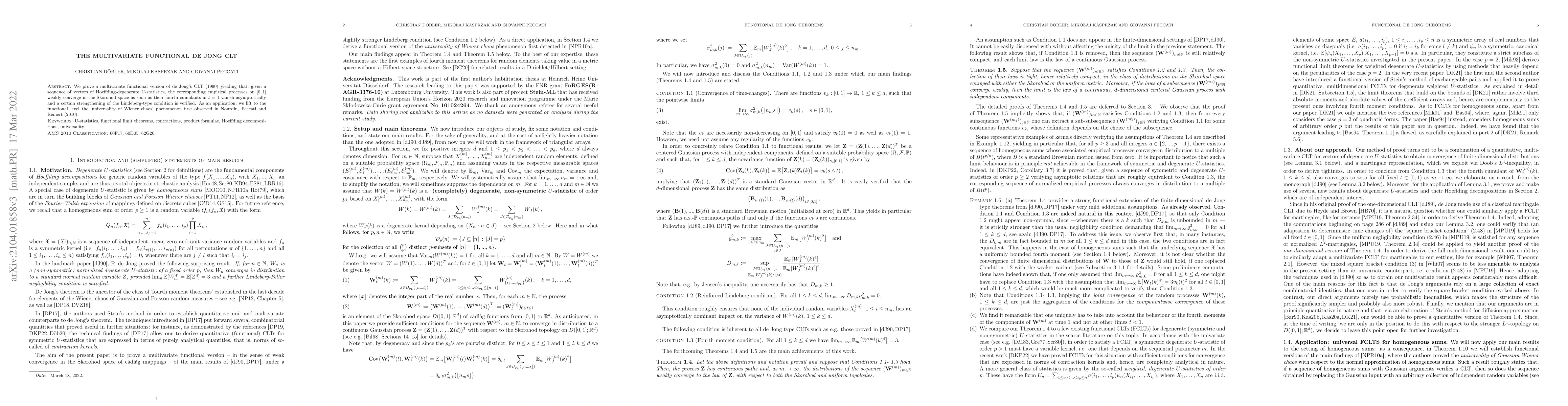 Thumbnail for The multivariate functional de Jong CLT