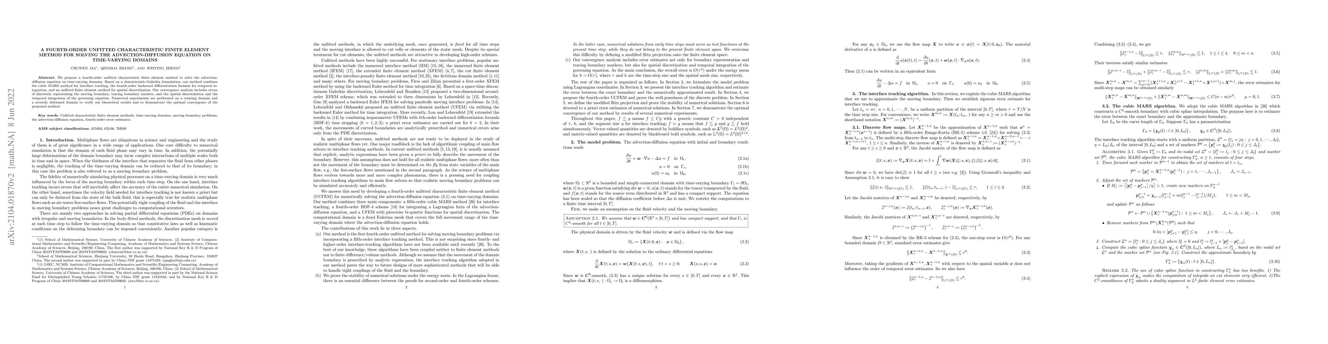 Thumbnail for A fourth-order unfitted characteristic finite element method for solving
  the advection-diffusion equation on time-varying domains