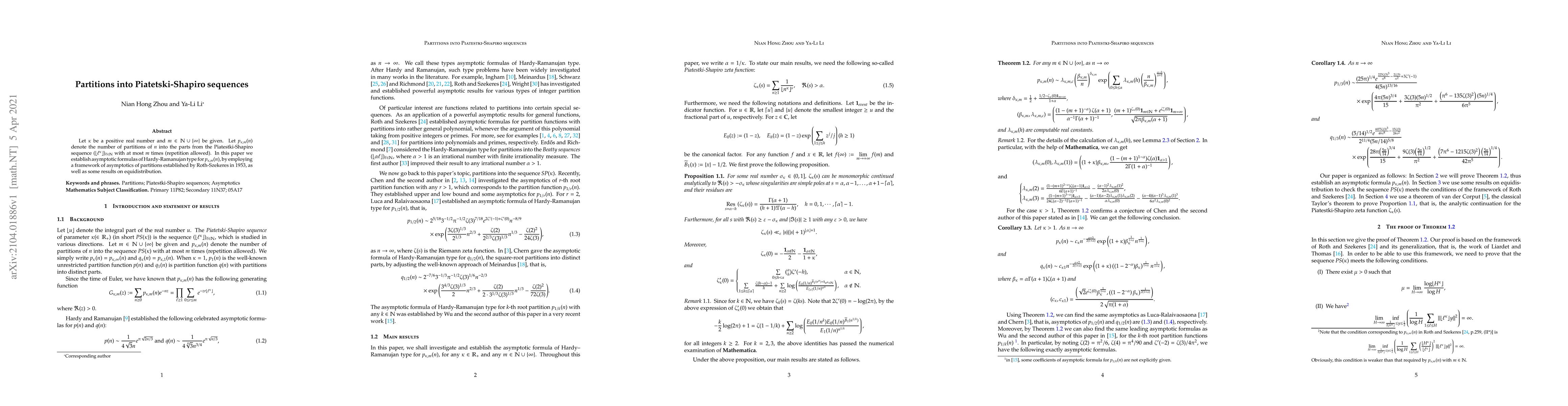 Thumbnail for Partitions into Piatetski-Shapiro sequences