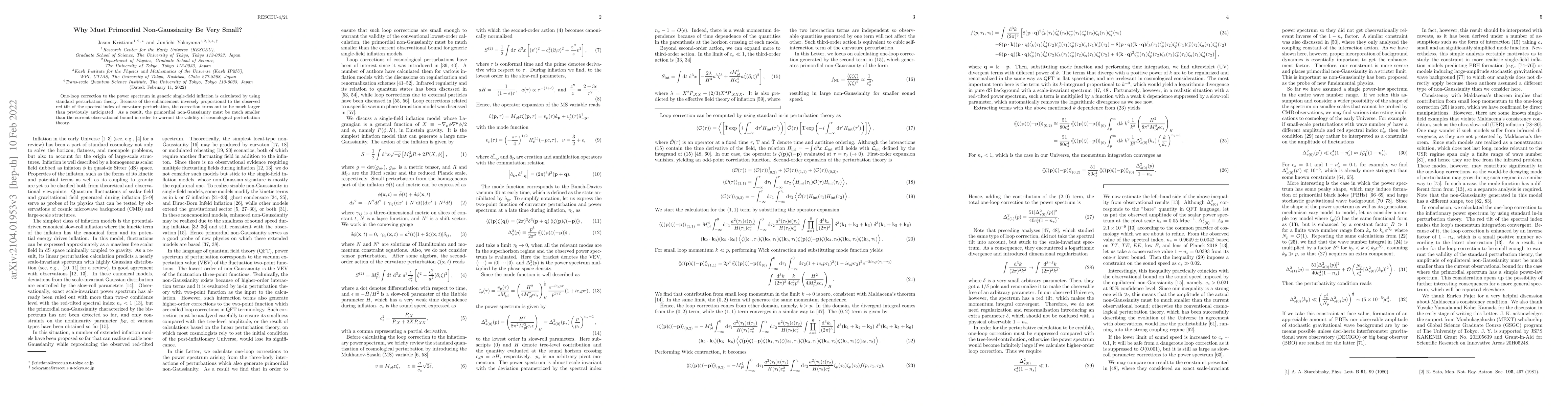 Thumbnail for Why Must Primordial Non-Gaussianity Be Very Small?