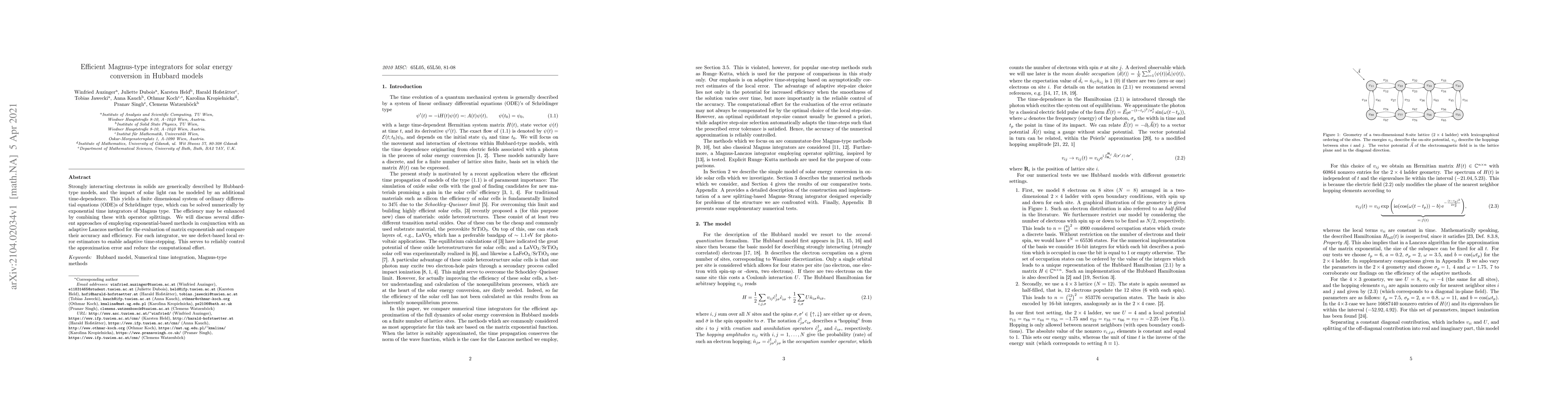 Thumbnail for Efficient Magnus-type integrators for solar energy conversion in Hubbard
  models