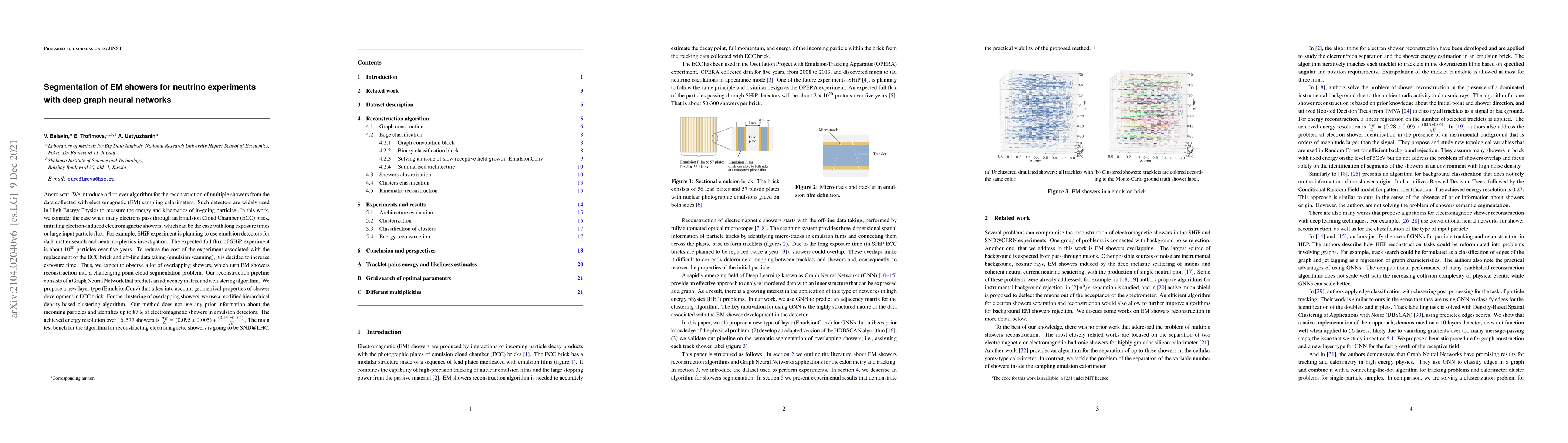 Thumbnail for Segmentation of EM showers for neutrino experiments with deep graph
  neural networks