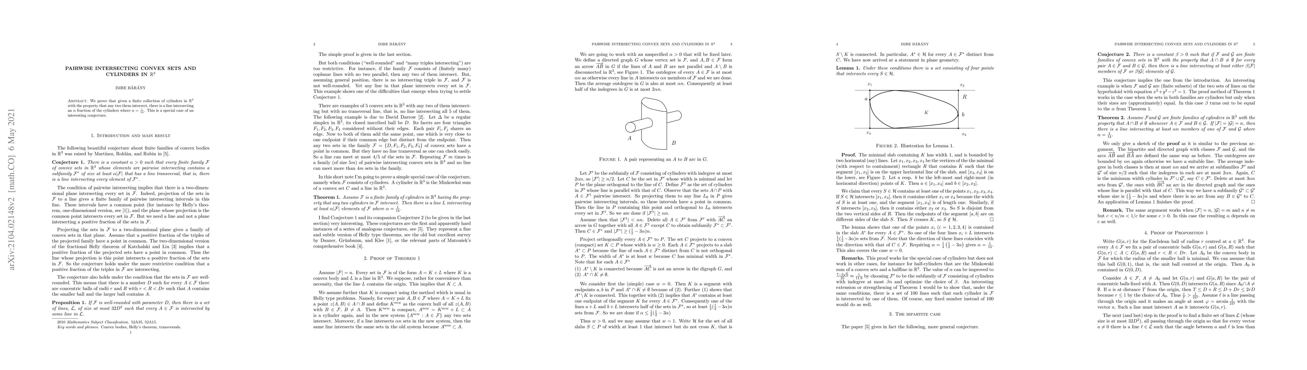 Thumbnail for Pairwise intersecting convex sets and cylinders in $\R^3$