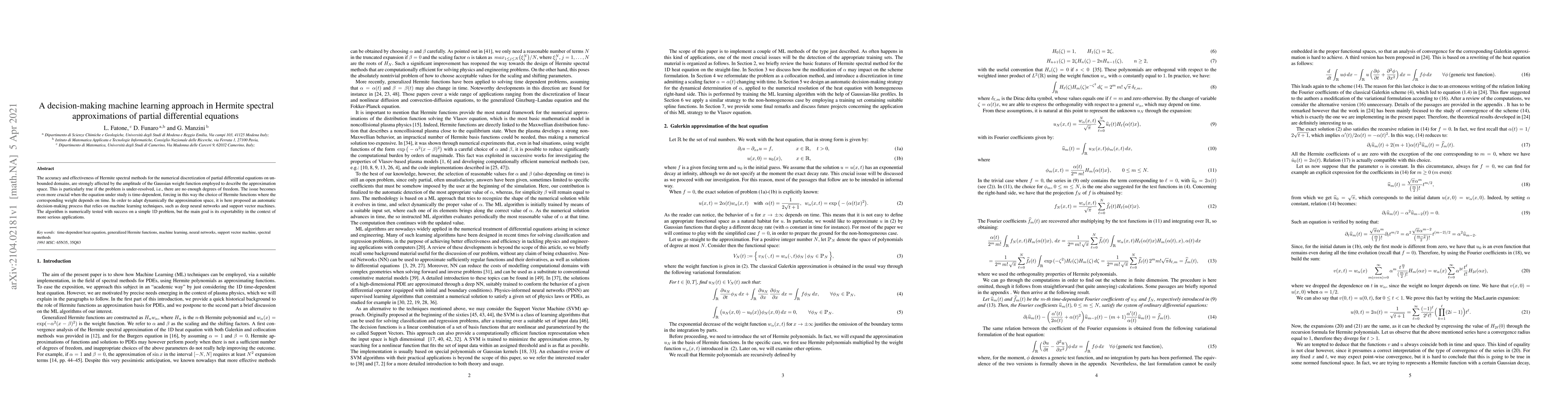 Thumbnail for A decision-making machine learning approach in Hermite spectral
  approximations of partial differential equations