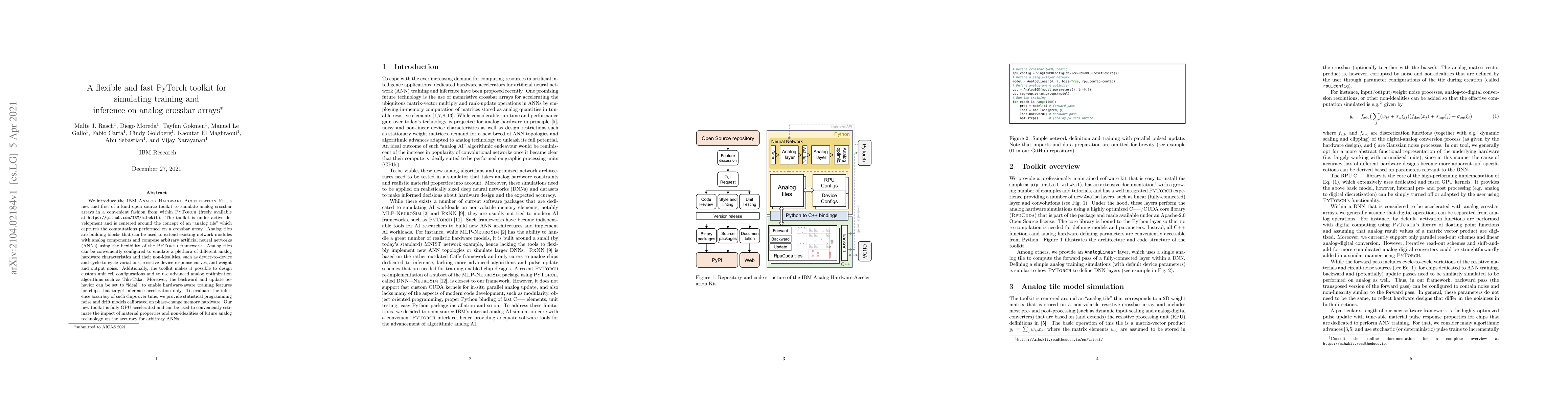Thumbnail for A flexible and fast PyTorch toolkit for simulating training and
  inference on analog crossbar arrays