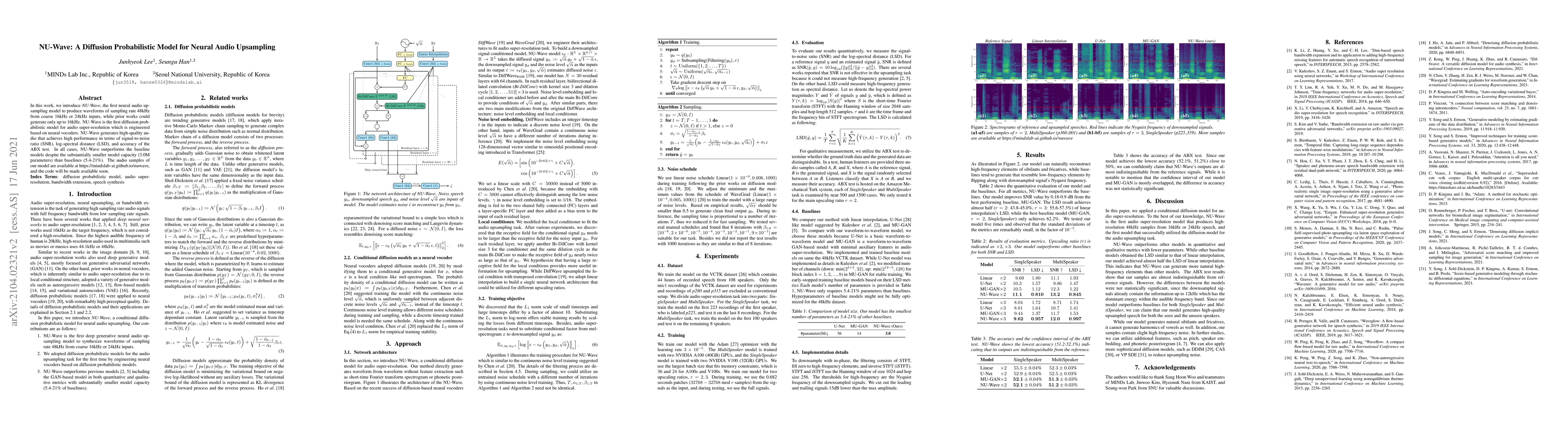 Thumbnail for NU-Wave: A Diffusion Probabilistic Model for Neural Audio Upsampling