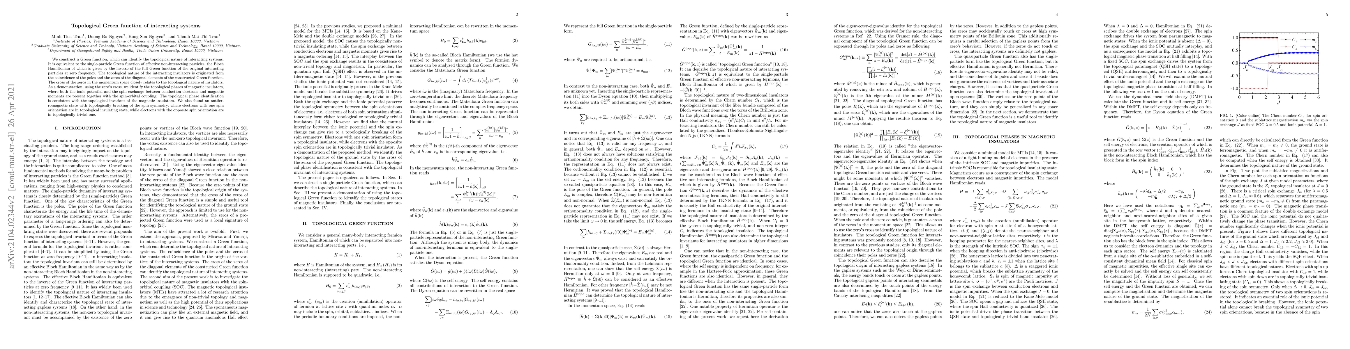Thumbnail for Topological Green function of interacting systems