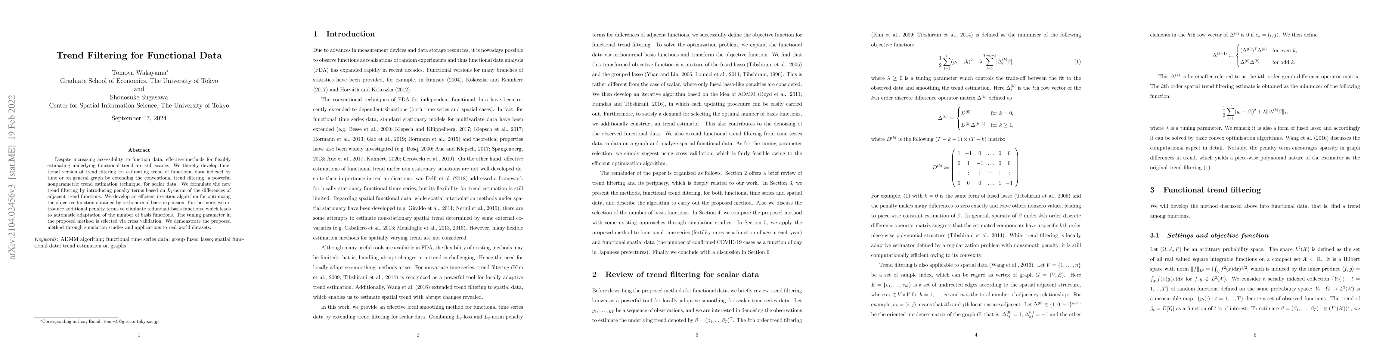 Thumbnail for Trend Filtering for Functional Data