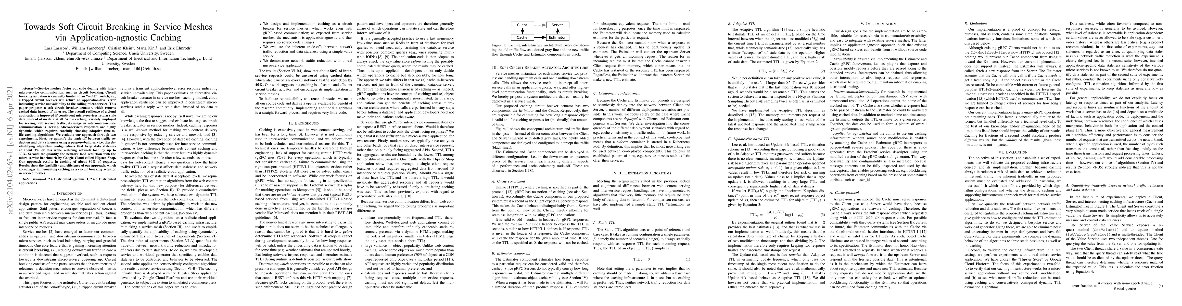 Thumbnail for Towards Soft Circuit Breaking in Service Meshes via Application-agnostic
  Caching