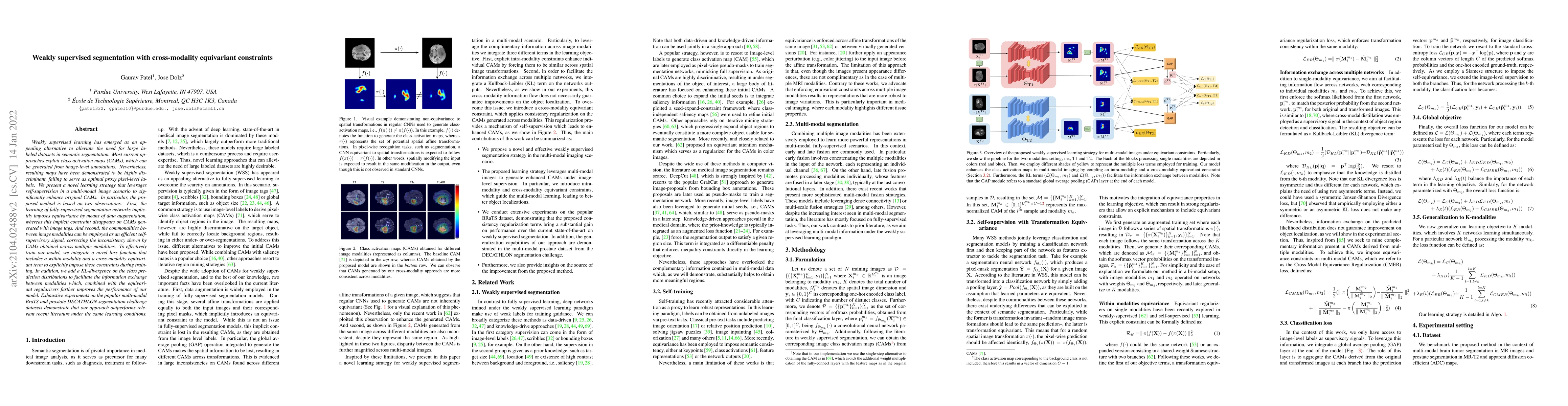 Thumbnail for Weakly supervised segmentation with cross-modality equivariant
  constraints