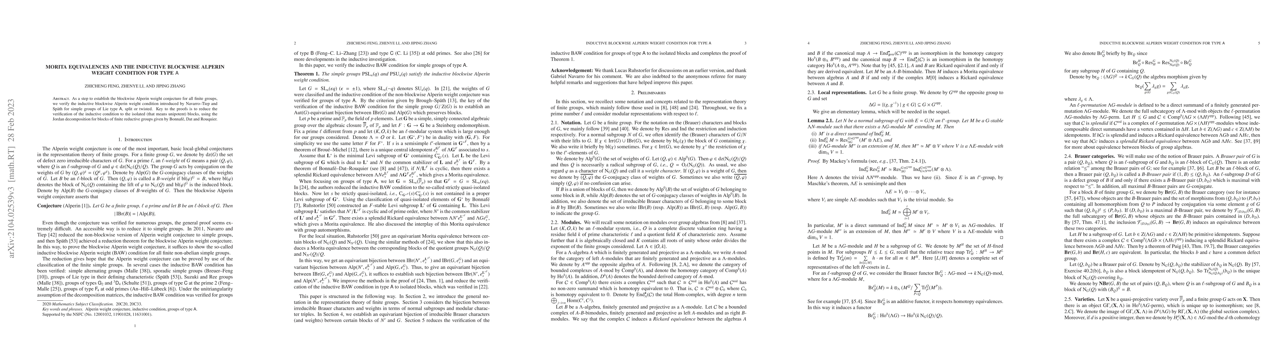 Thumbnail for Morita equivalences and the inductive blockwise Alperin weight condition
  for type $\mathsf A$