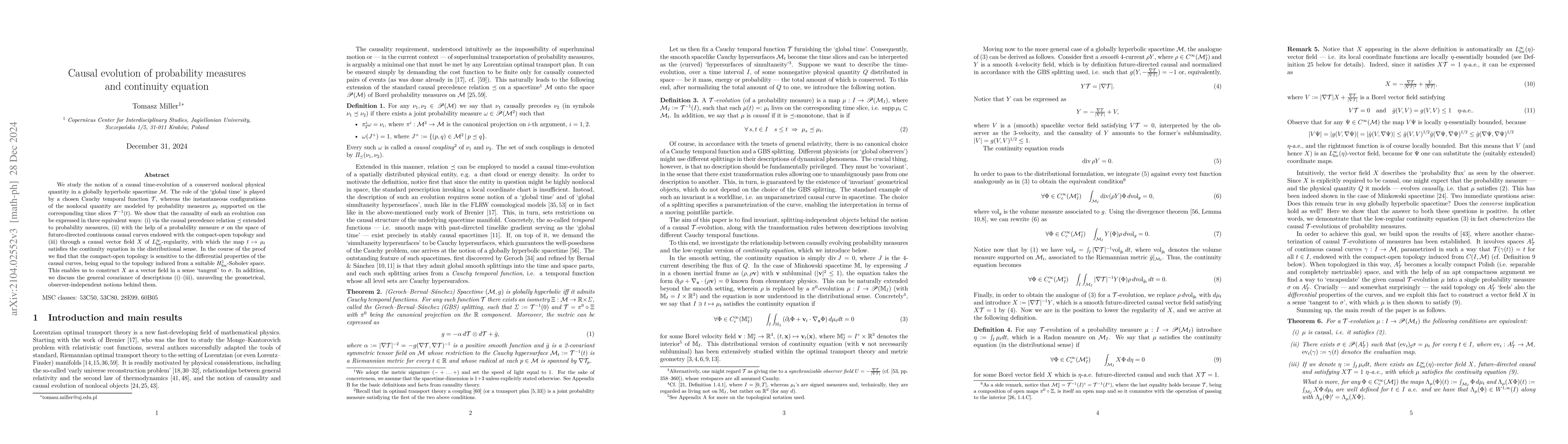 Thumbnail for Causal evolution of probability measures and continuity equation