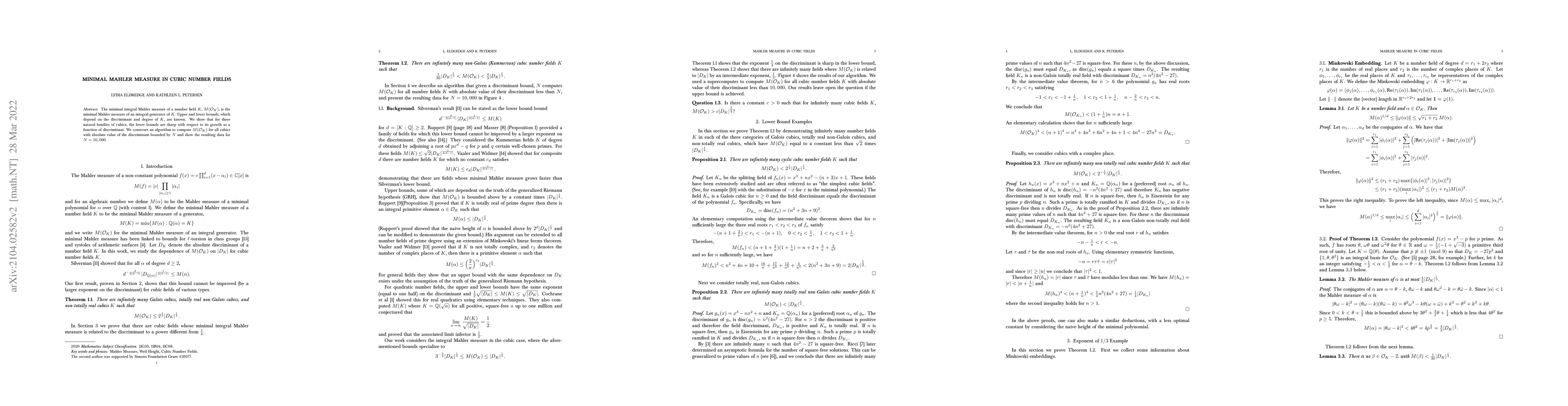 Thumbnail for Minimal Mahler Measure in Cubic Number Fields
