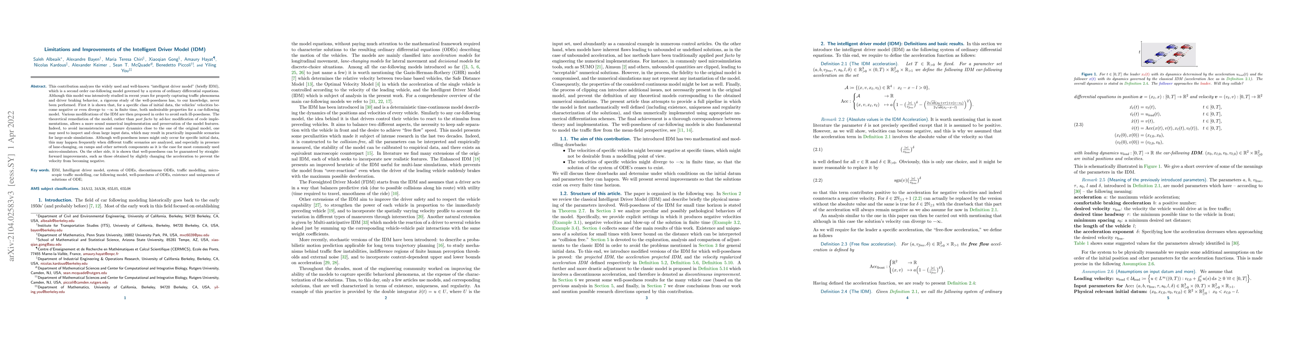 Thumbnail for Limitations and Improvements of the Intelligent Driver Model (IDM)