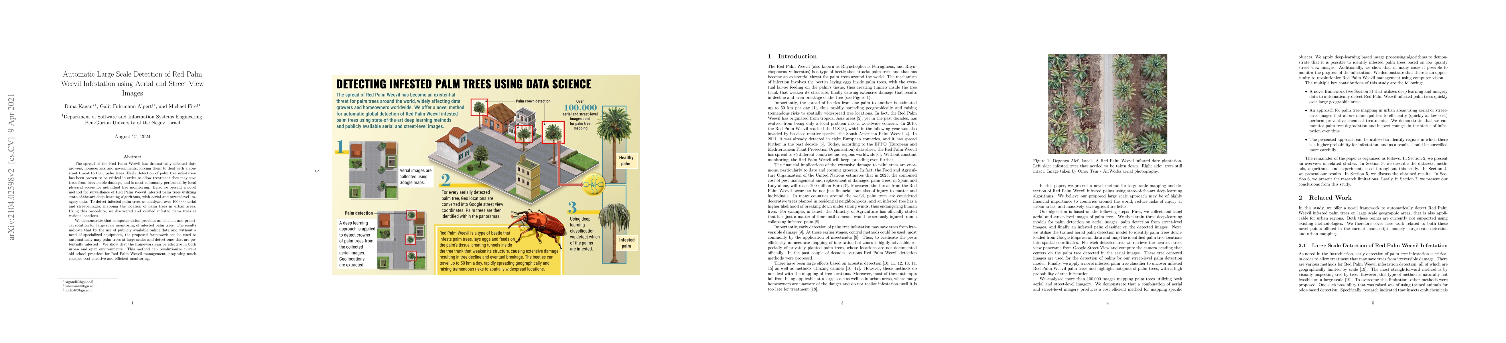 Thumbnail for Automatic Large Scale Detection of Red Palm Weevil Infestation using
  Aerial and Street View Images