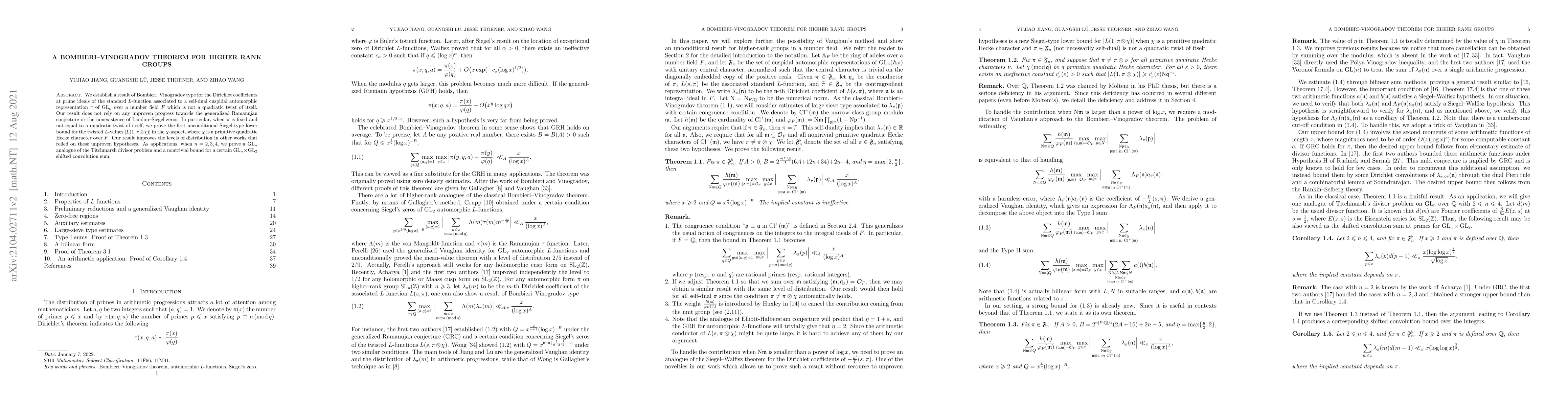 Thumbnail for A Bombieri-Vinogradov theorem for higher rank groups