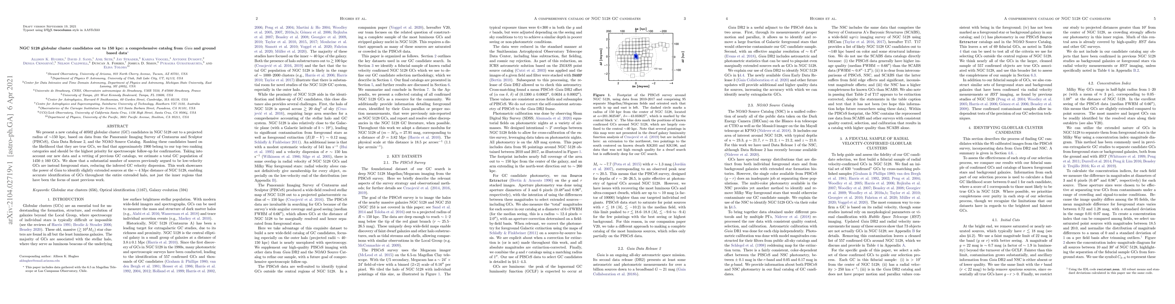 Thumbnail for NGC 5128 globular cluster candidates out to 150 kpc: a comprehensive
  catalog from Gaia and ground based data