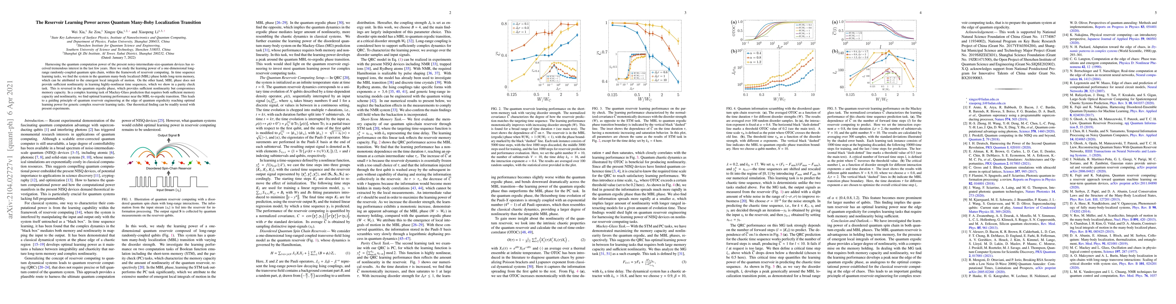 Thumbnail for The Reservoir Learning Power across Quantum Many-Boby Localization
  Transition