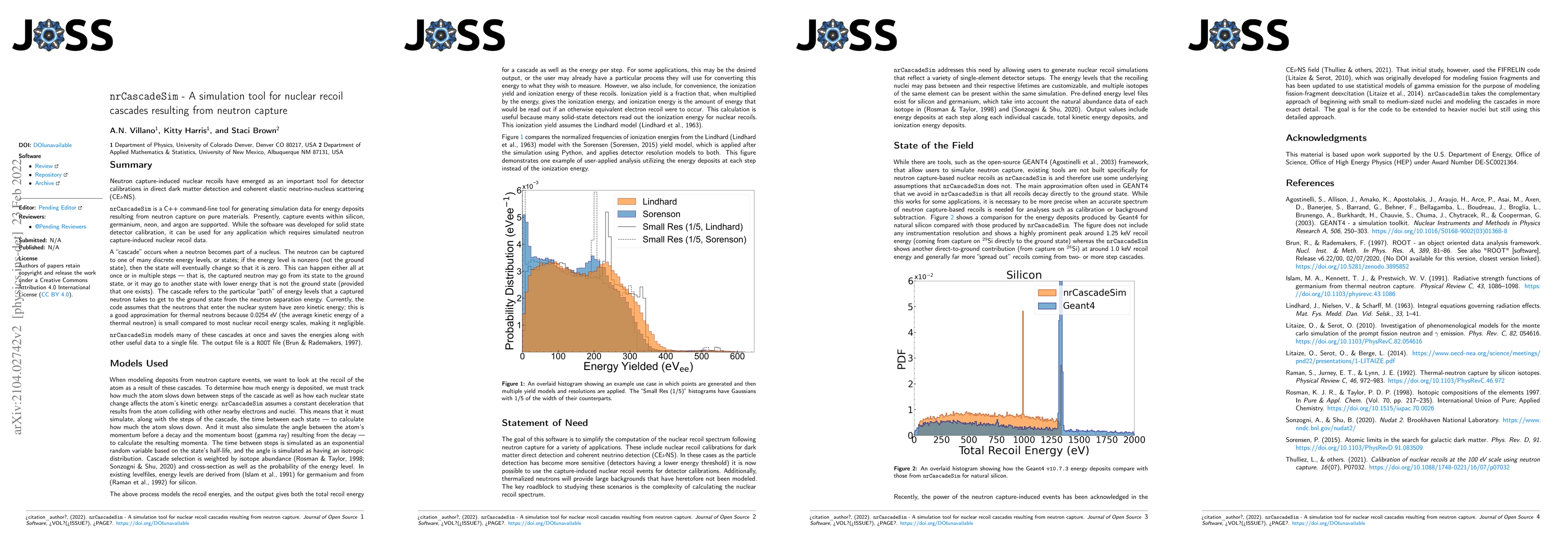 Thumbnail for $\texttt{nrCascadeSim}$ -- A simulation tool for nuclear recoil cascades
  resulting from neutron capture