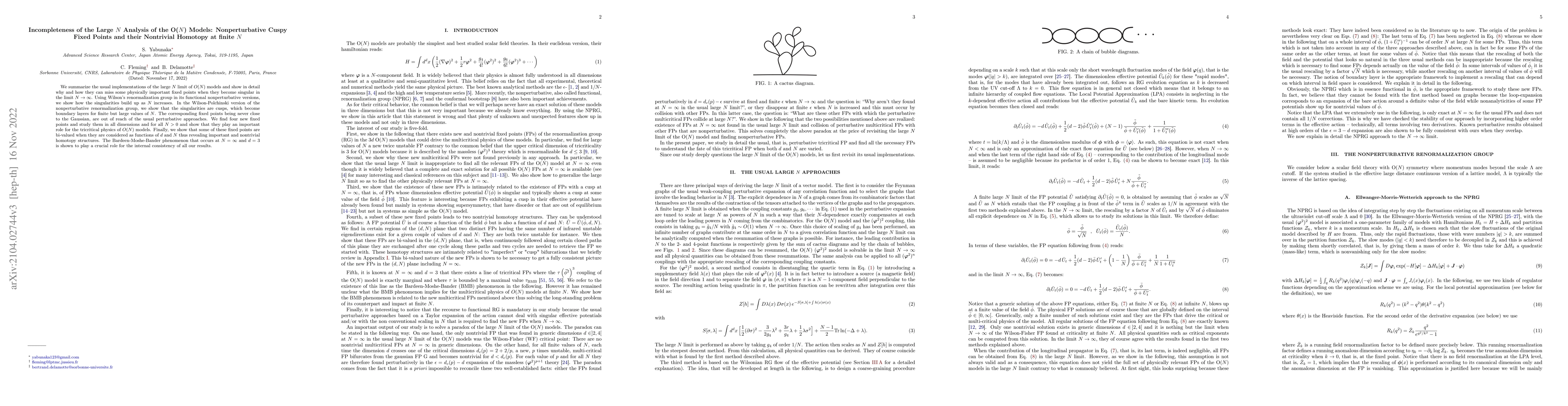 Thumbnail for Incompleteness of the large-$N$ analysis of the $O(N)$ models:
  Nonperturbative cuspy fixed points and their nontrivial homotopy at finite
  $N$