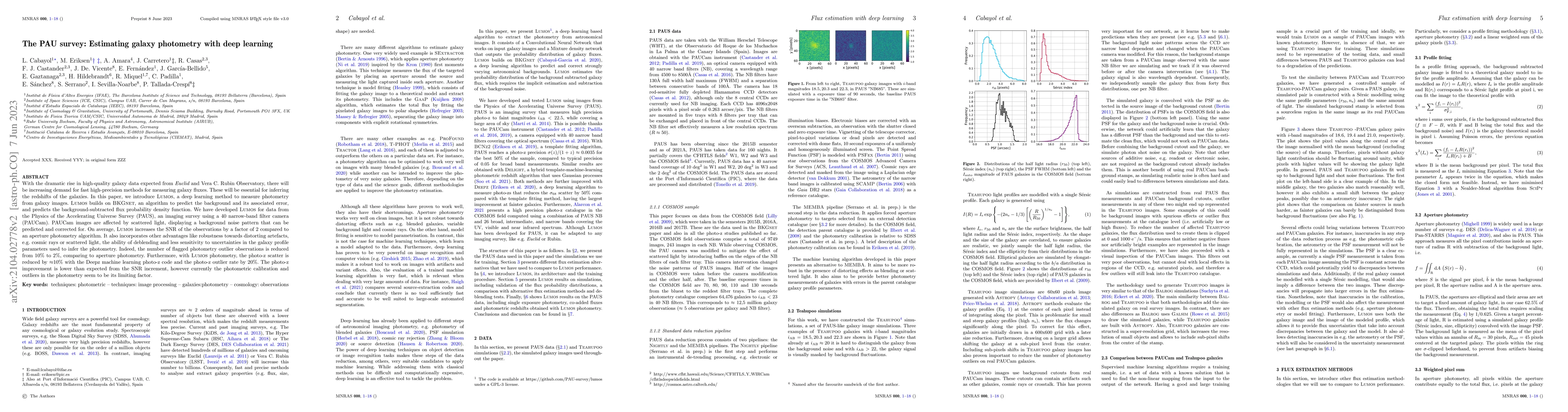 Thumbnail for The PAU survey: Estimating galaxy photometry with deep learning