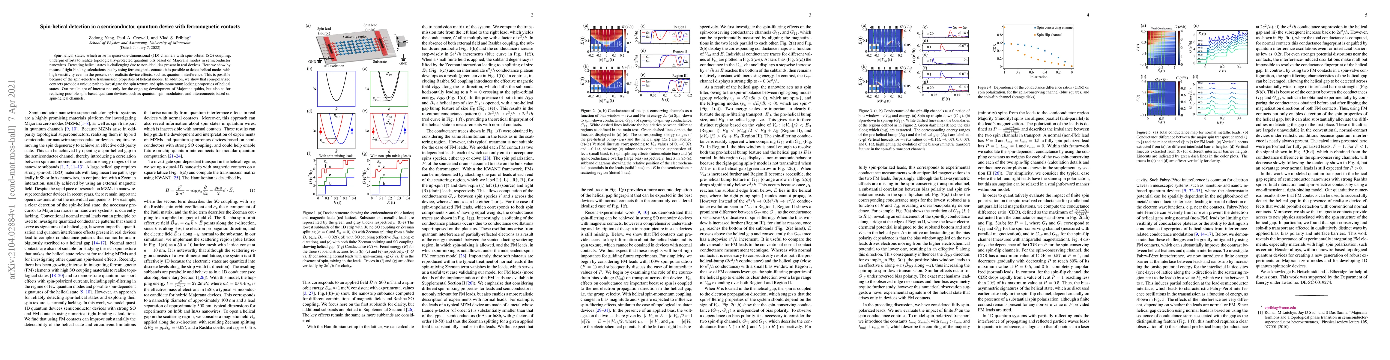 Thumbnail for Spin-helical detection in a semiconductor quantum device with
  ferromagnetic contacts