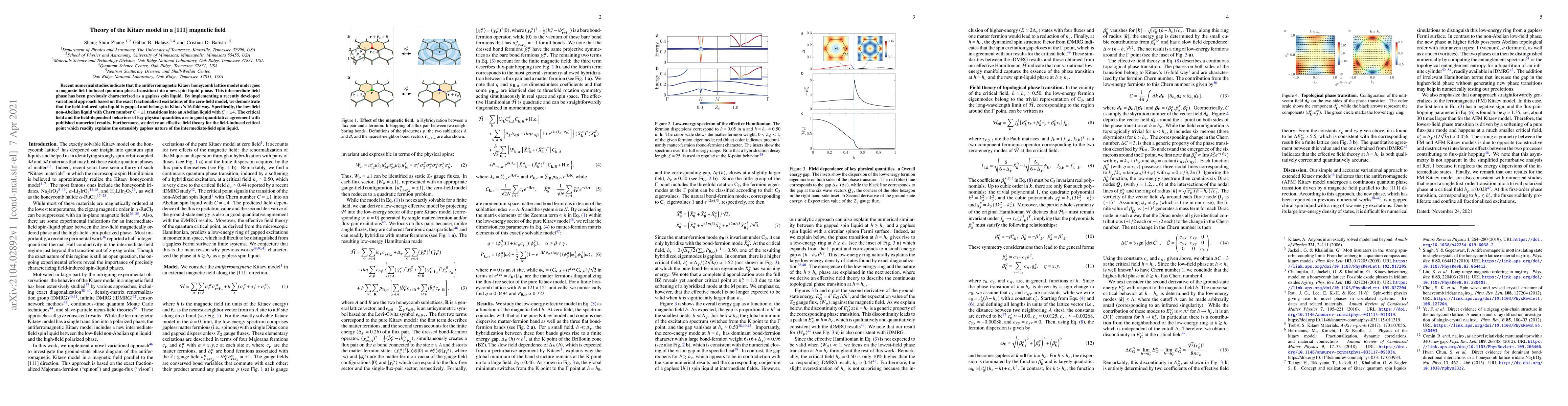 Thumbnail for Theory of the Kitaev model in a [111] magnetic field