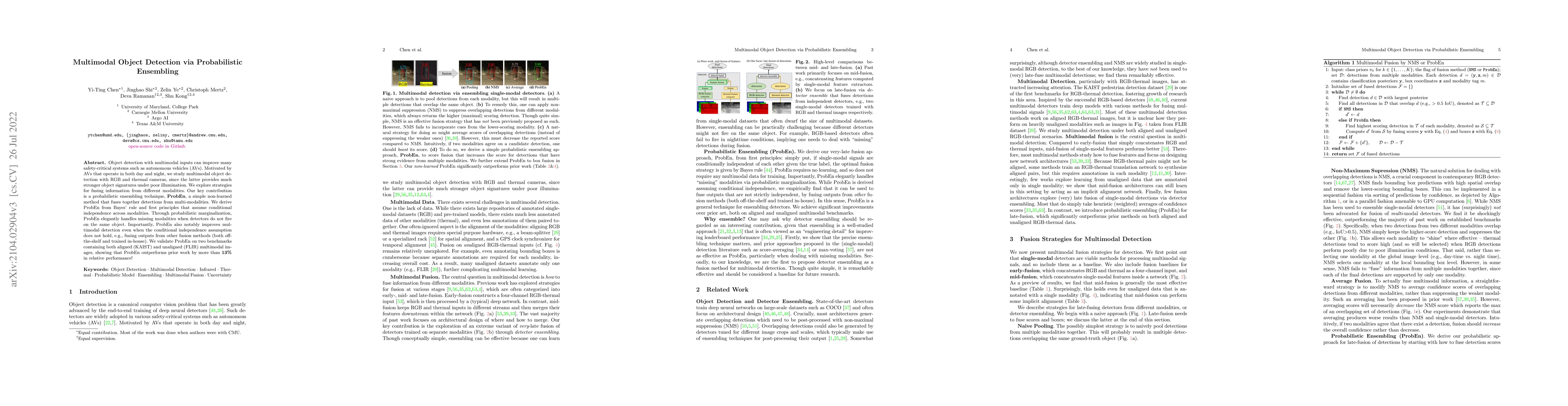 Thumbnail for Multimodal Object Detection via Probabilistic Ensembling